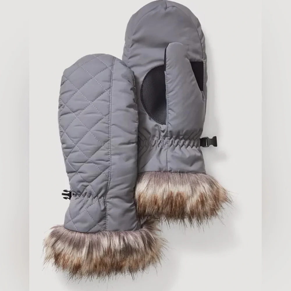 Eddie Bauer Lodgeside fake fur mittens medium new
